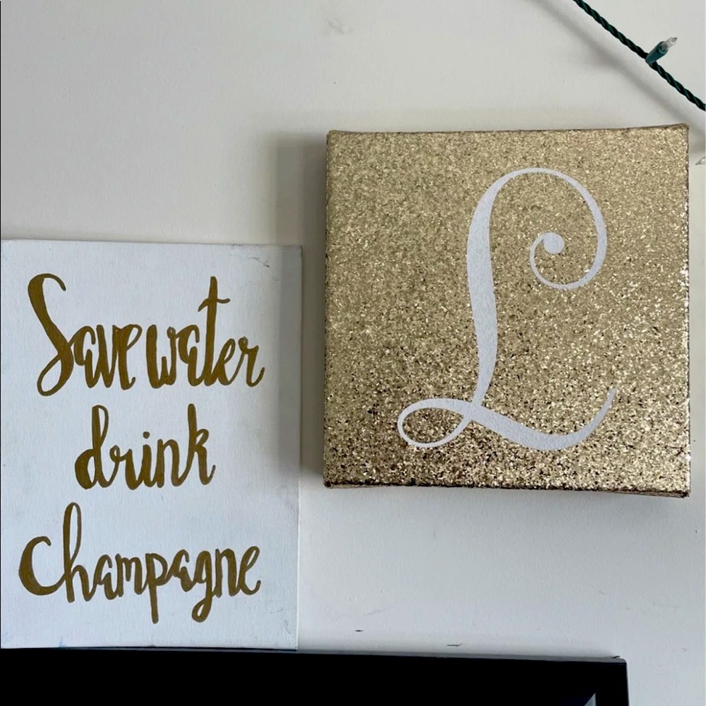 L Monogram gold sparkly canvas!